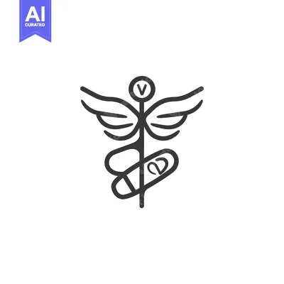 Aset premium populer: Stylized Caduceus with Wings, Pills, and Heart