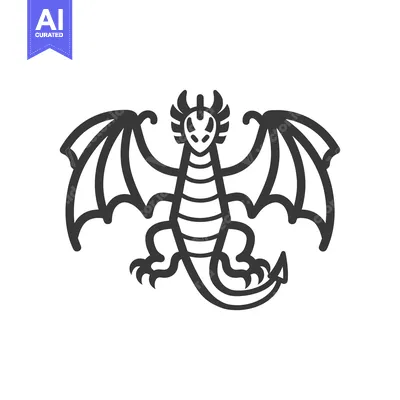 Stylized Dragon with Spikes and Spread Wings