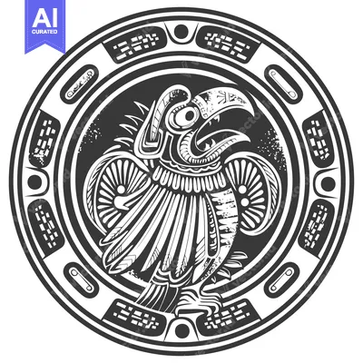 Stylized Eagle in a Circular Frame with Geometric Patterns