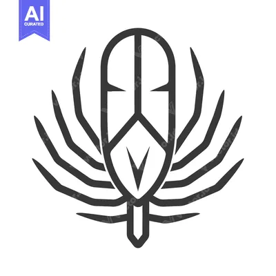 Premium design asset: Stylized Feather with Geometric Wings