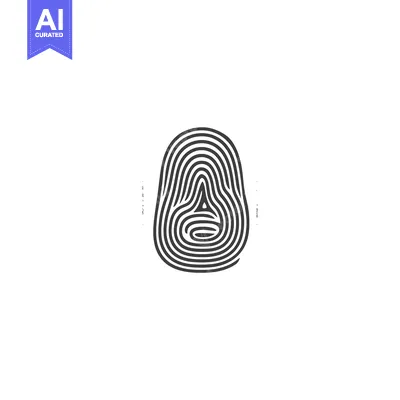 Stylized Fingerprint Illustration with Concentric Lines