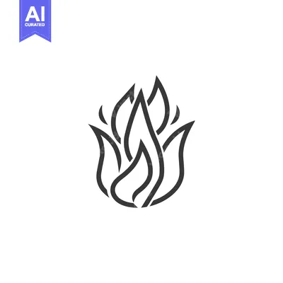 Aset desain premium: Stylized Flame Design in Black and White