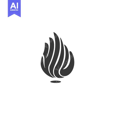 Aset desain premium: Stylized Flame with Curved Lines and a Small Oval Base