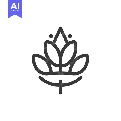 Aset desain premium: Stylized Floral Icon with Three Petals and a Stem