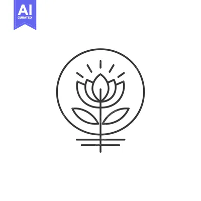Stylized Flower with Circle and Lines