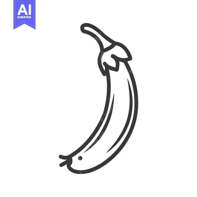 Aset desain premium: A Black and White Line Drawing of an Eggplant
