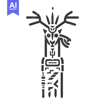 Aset desain premium: Stylized Geometric Anthropomorphic Figure with Antlers