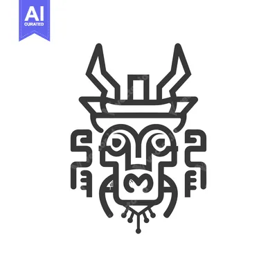 Premium design asset: Stylized Geometric Black and White Dragon Face