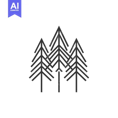 Aset premium populer: Stylized Geometric Illustration of Three Pine Trees