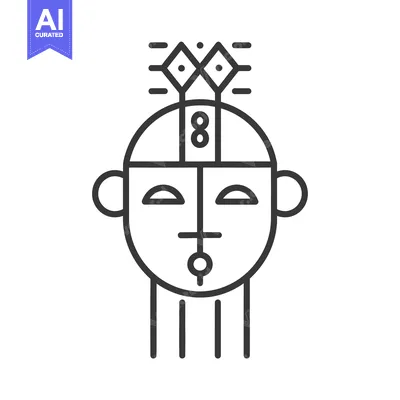 Aset desain premium: Stylized Geometric Line Art Portrait of a Person with a Crown
