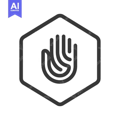 Stylized Handprint Icon in a Hexagon