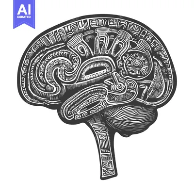 Stylized Human Brain with Intricate Geometric Patterns