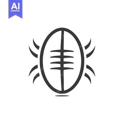 Stylized Illustration of a Rugby Ball with Curved Lines