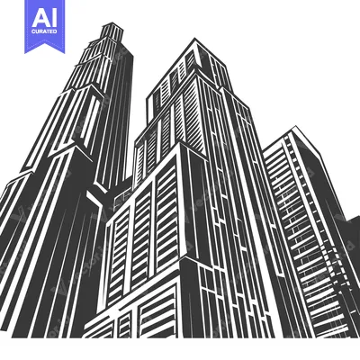 Stylized Illustration of Modern Skyscrapers