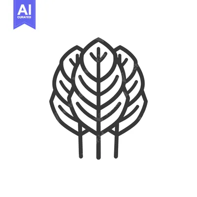 Aset premium populer: Stylized Illustration of Three Trees with Overlapping Leaves