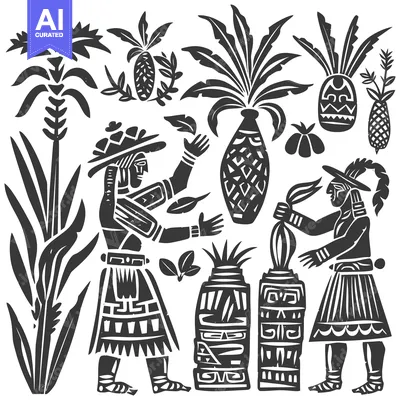 Popular premium asset: Stylized Illustration of Two Figures with Tropical Plants and Pineappl