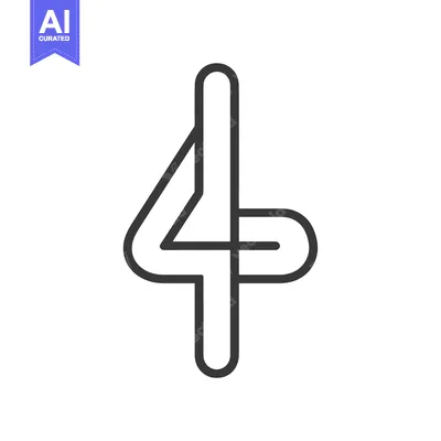 Aset desain premium: Stylized Interlocking Number Four