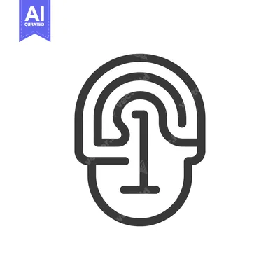 Stylized Line Art Depiction of a Human Head with a Central Vertical Li