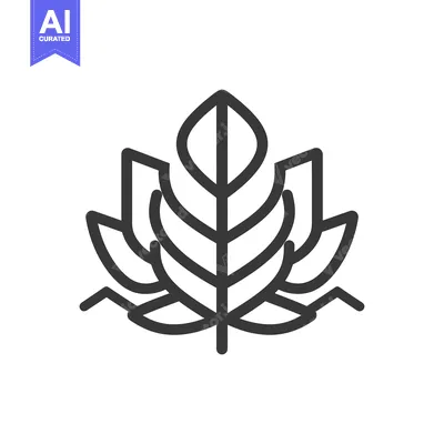Aset desain premium: Stylized Line Art Depiction of a Leaf with Lotus-Like Petals