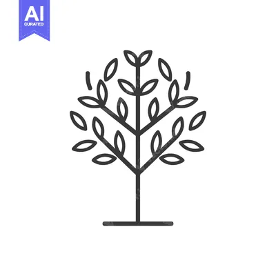 Aset premium populer: Stylized Line Art Depiction of a Tree with Lush Foliage