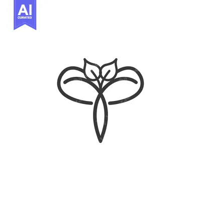 Stylized Line Art Drawing of a Plant with Two Leaves
