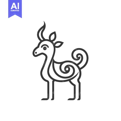 Stylized Line Art Illustration of a Deer with Swirling Patterns