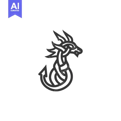 Stylized Line Art Illustration of a Dragon