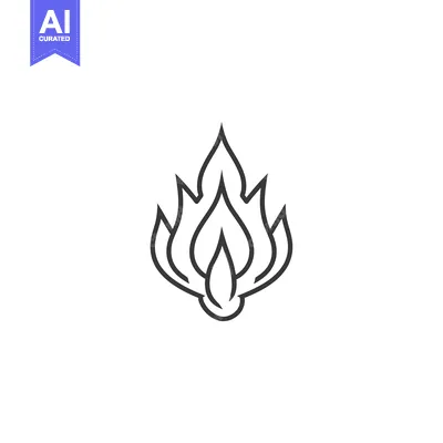 Aset desain premium: Stylized Line Art Illustration of a Flame