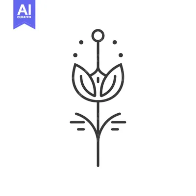 Stylized Line Art Illustration of a Flower with Petals and Stem
