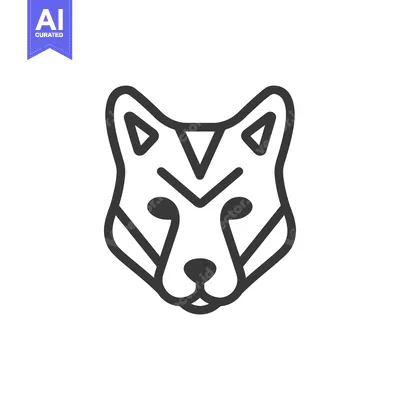 Aset desain premium: Stylized Line Art Illustration of a Fox Head