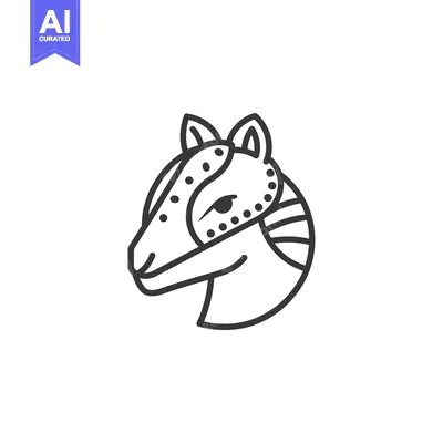 Stylized Line Art Illustration of a Horse's Head