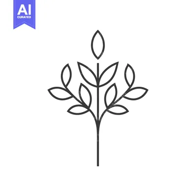 Aset premium populer: Stylized Line Art Illustration of a Plant with Five Leaves