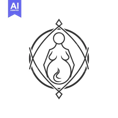 Stylized Line Art Illustration of a Pregnant Woman
