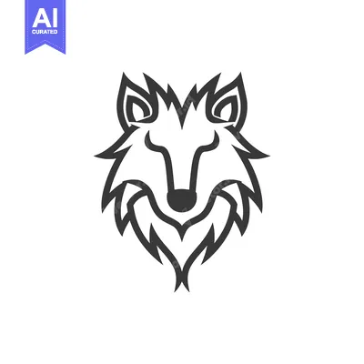 Aset desain premium: Stylized Line Art Illustration of a Wolf's Head