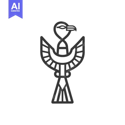Stylized Line Art Illustration of the Egyptian God Horus