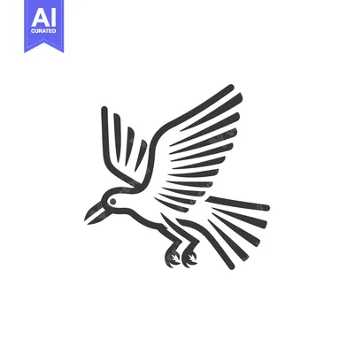 Stylized Line Art of a Bird in Flight