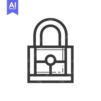 Aset premium populer: A black and white line drawing of a padlock