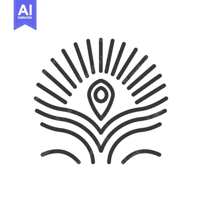 Stylized Line Art Representation of a Peacock Feather