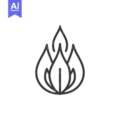 Aset premium populer: Stylized line drawing of a flame with three points