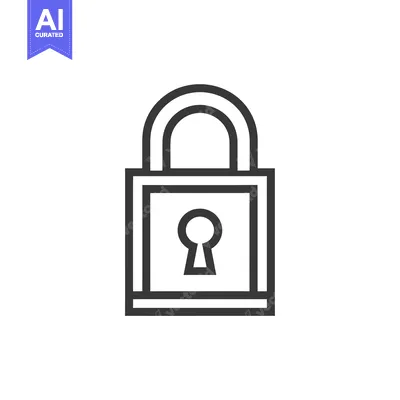 Aset desain premium: A Black and White Line Drawing of a Padlock