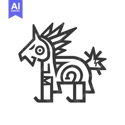 Stylized Line Drawing of a Horse with Geometric Patterns