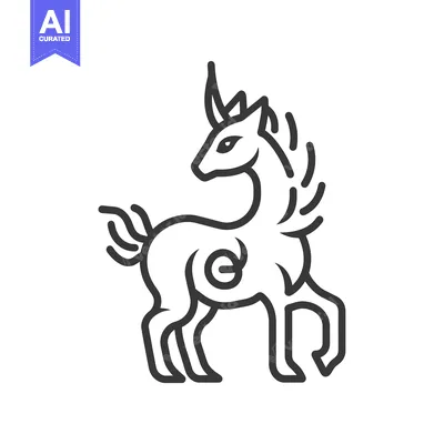 Popular premium asset: Stylized Line Drawing of a Unicorn with a Curved Horn