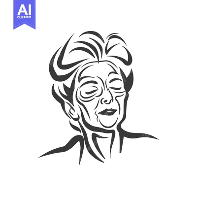 Stylized Line Drawing of a Woman's Face with Closed Eyes