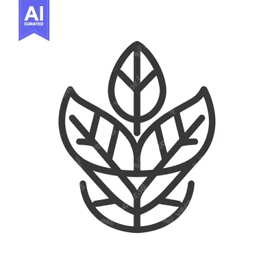 Stylized Line Drawing of Three Intertwined Leaves