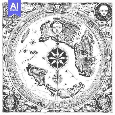 Aset premium populer: Stylized Map with Compass and Ornamental Borders