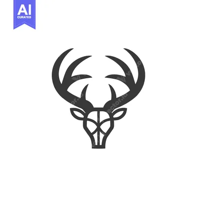 Stylized Outline of a Deer Head with Antlers