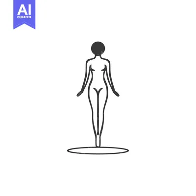 Stylized Outline of a Female Figure Standing on a Circle