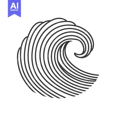 Premium design asset: Stylized Outline of a Single Ocean Wave