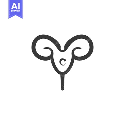 Aset desain premium: Stylized Outline of Ram Horns with Letter "C" in Center