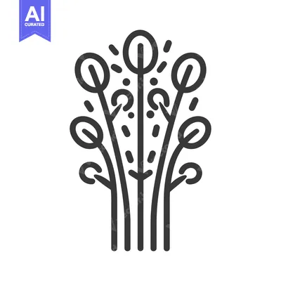Aset premium populer: Stylized Plant with Multiple Stems and Round Flowers